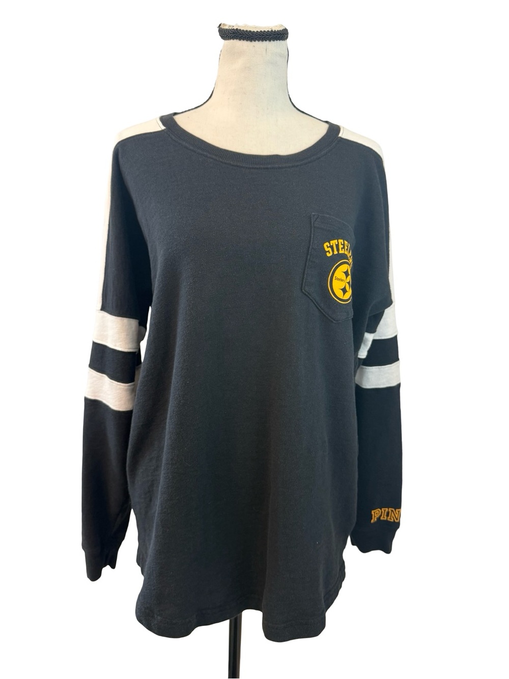 PINK Victoria's Secret Pittsburgh Steelers Long Sleeve Pocket Tee NFL Medium